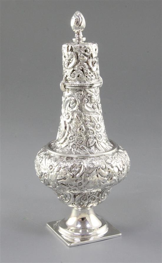 A Victorian silver sugar caster, by Nathan & Hayes, Height 200mm Weight: 4.6oz/145grms